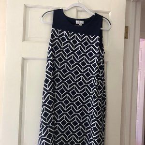 Jude Connolly sleeveless swing style dress,  Navy and white,  size medium.
